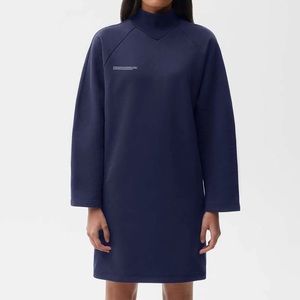 Pangaia Archive High Neck mini long sleeve cotton dress on navy size XS